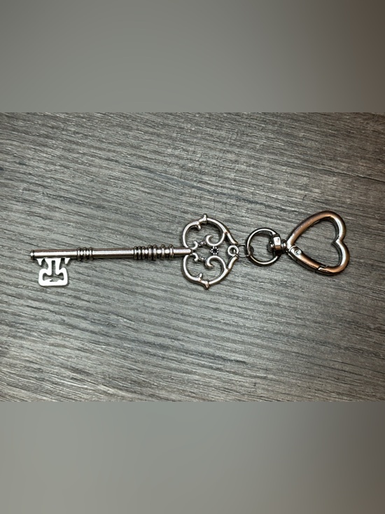 Accessories - Silver Key Charm Keychain with Heart Ring